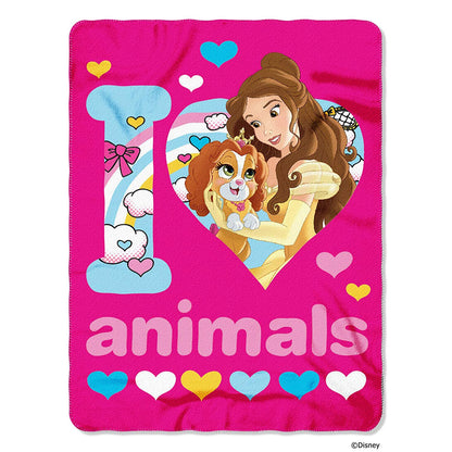Disney Princess "I Love Animals" Fleece Throw Blanket, 45" x 60"