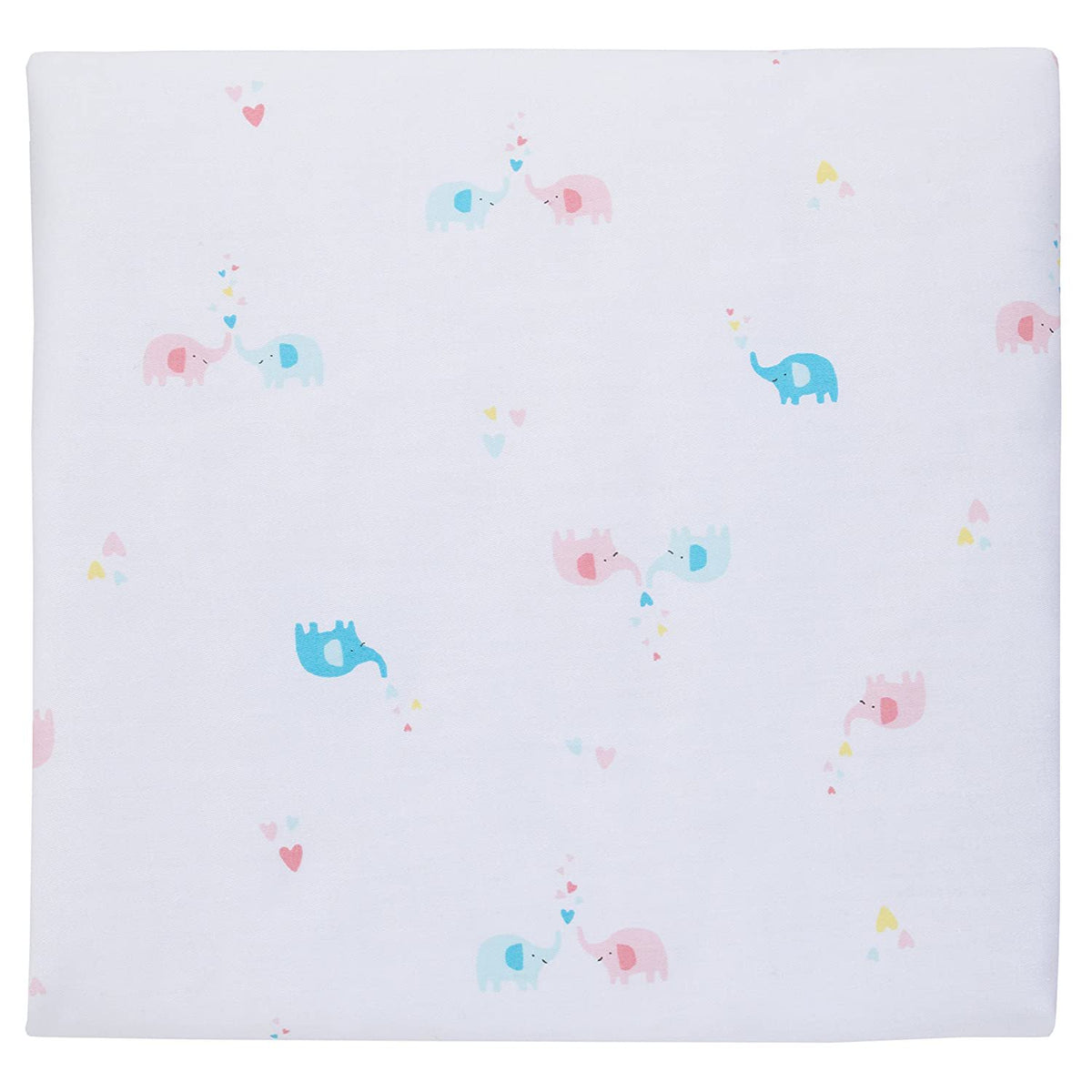 Carter's 100% Cotton Fitted Crib Sheet, Elephant, Pink, Blue, White