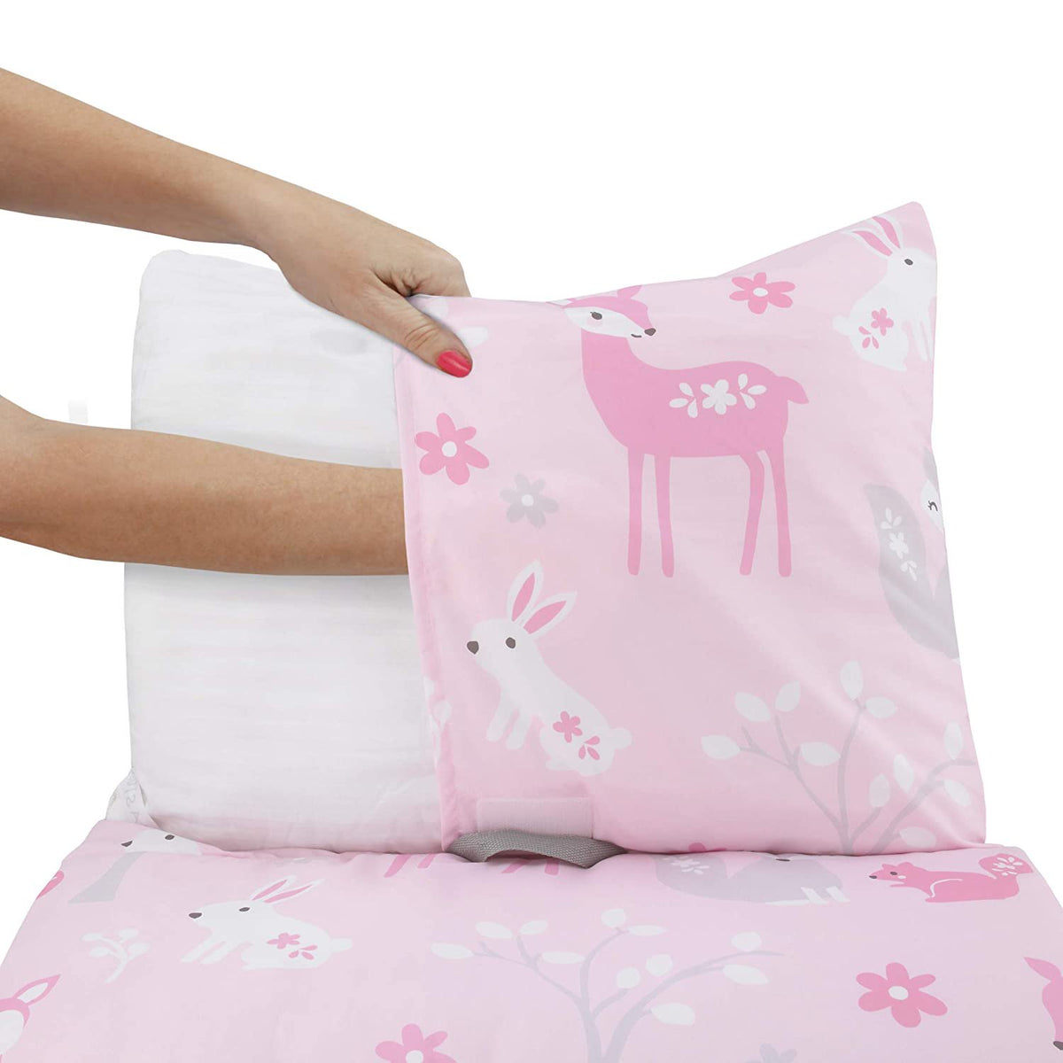 Everything Kids Pink Fox Deluxe Easy Fold Nap Mat