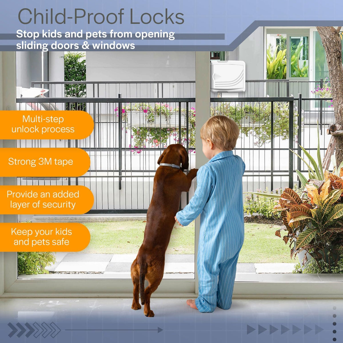 Todays Kids Sliding Glass Door Lock - Child Proof Lock for Sliding Door, Easy to Install Sliding Window Lock - Strong Adhesive Sliding Door Security Lock, Window Locks & Sliding Door Lock