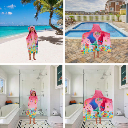 Trolls Bath/Pool/Beach Cotton Terry Hooded Towel Wrap, 24 In x 50 In