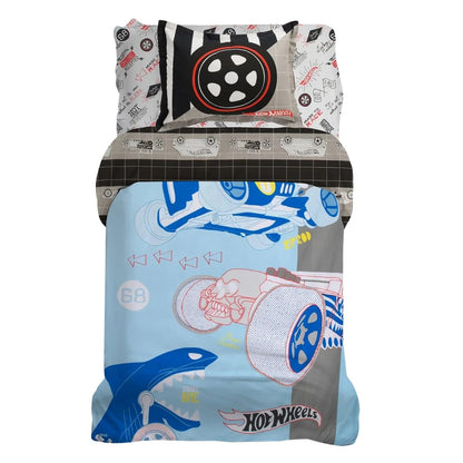 Franco Hot Wheels Kids Premium Organic Cotton 2 Pc Twin Size Duvet Cover with Sham