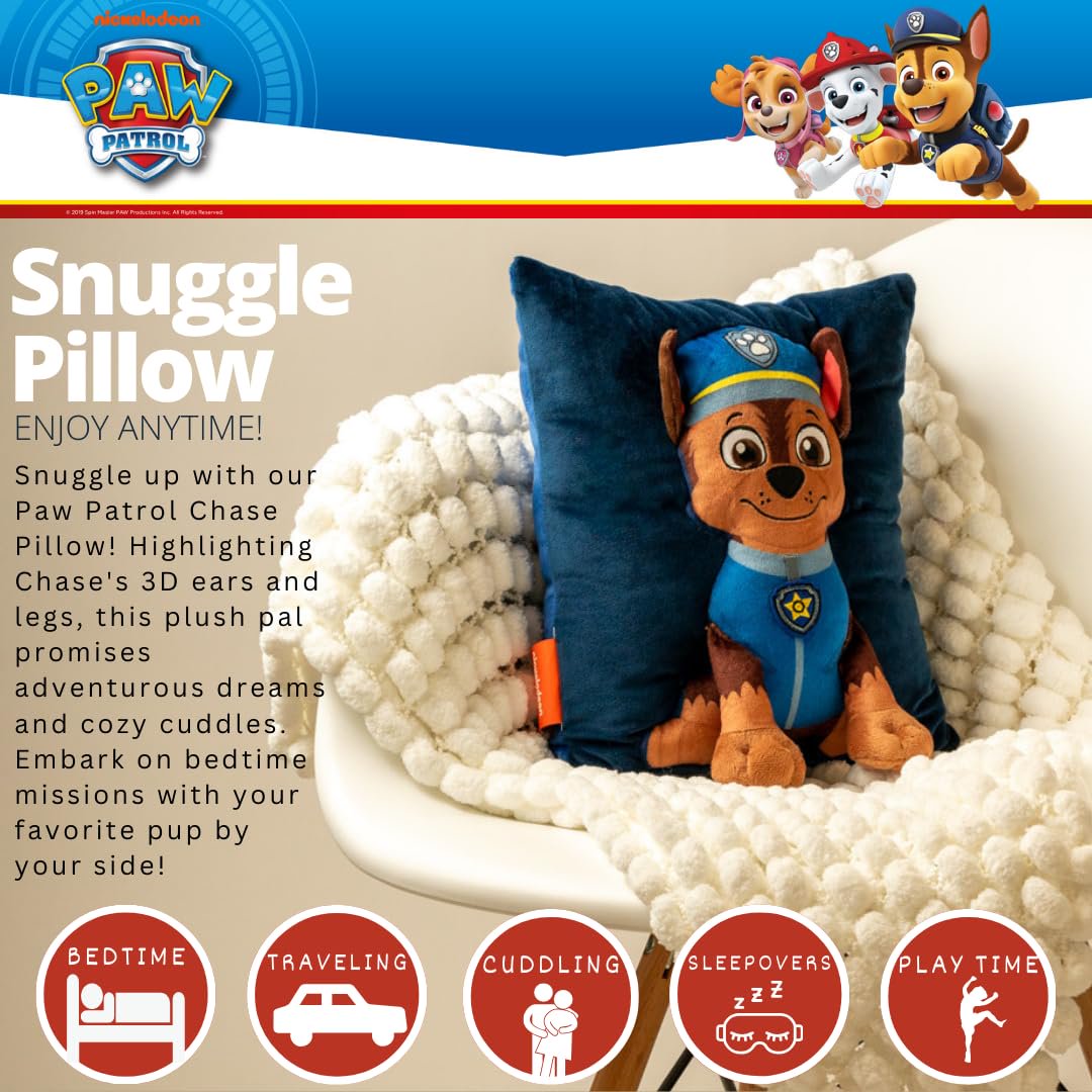 Franco Kids Paw Patrol Chase Kids Cozy Snuggle Pillow, 11" x 13"
