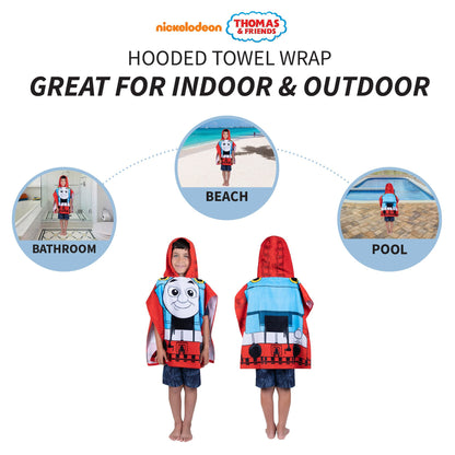 Franco Kids Beach/Pool/Bath/Camping Hooded Towel Poncho 24" X 22", Absorbent Cotton Cover up