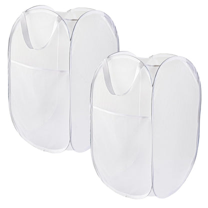 Todays Kids Collapsible Mesh Pop-Up Laundry Hamper - Foldable Laundry Basket with Breathable Mesh, Reinforced Handles and Side Pocket