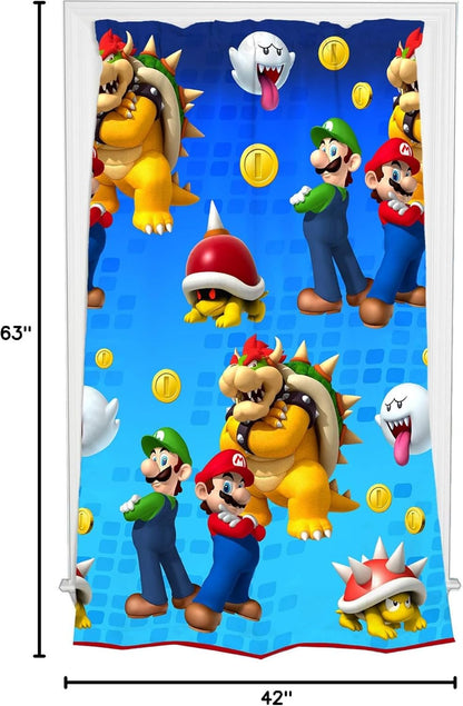 Franco Kids Super Mario Room Darkening Window Curtain Panel, 42 in W x 63 in L