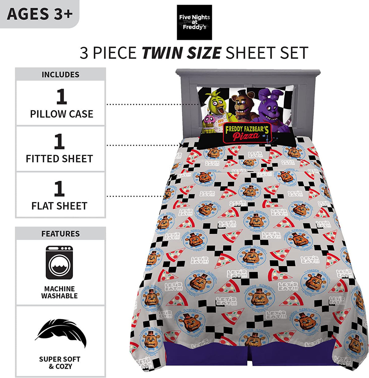 Five Nights At Freddy's Twin Size Sheet Set