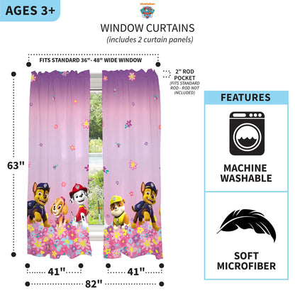 Franco Kids Paw Patrol Girls Window Curtain Panels Drapes Set, 82 in x 63 in