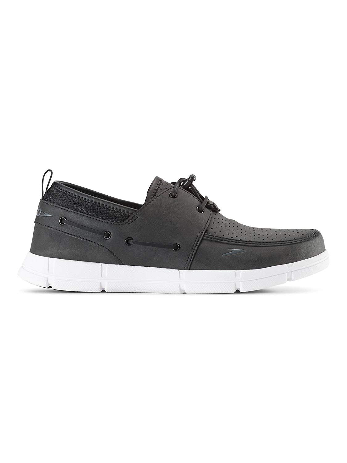 Speedo. Mens Port Lightweight Breathable Water Boat Shoe (12, Black/White)