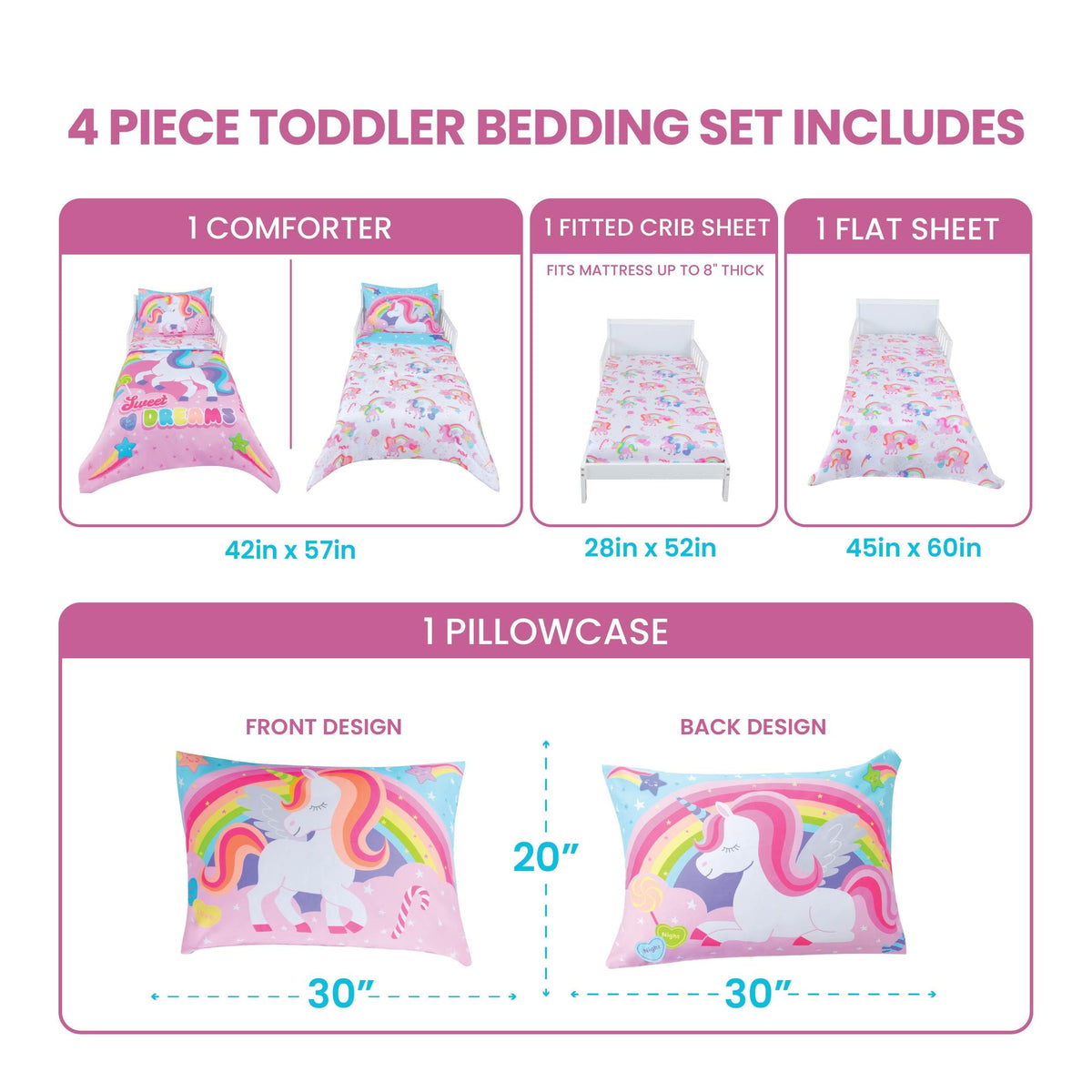 Todays Kids Monster Trucks Toddler Bedding Set for Boys - 4-Piece Toddler Bed Comforter Sets for Boys, Reversible Comforter & Pillowcase, Flat Sheet, Fitted Sheet, Breathable & Super Soft Microfiber
