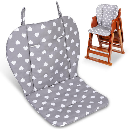 Todays Kids Baby High Chair Cover Pad - Wooden High Chair Cushion, High Chair Cover Replacement, Machine Washable & Easy to Install, Hearts Pattern