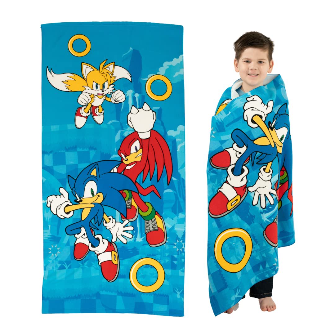 Sonic The Hedgehog Super Soft Cotton Kids Beach Towel, 58 in x 28 in