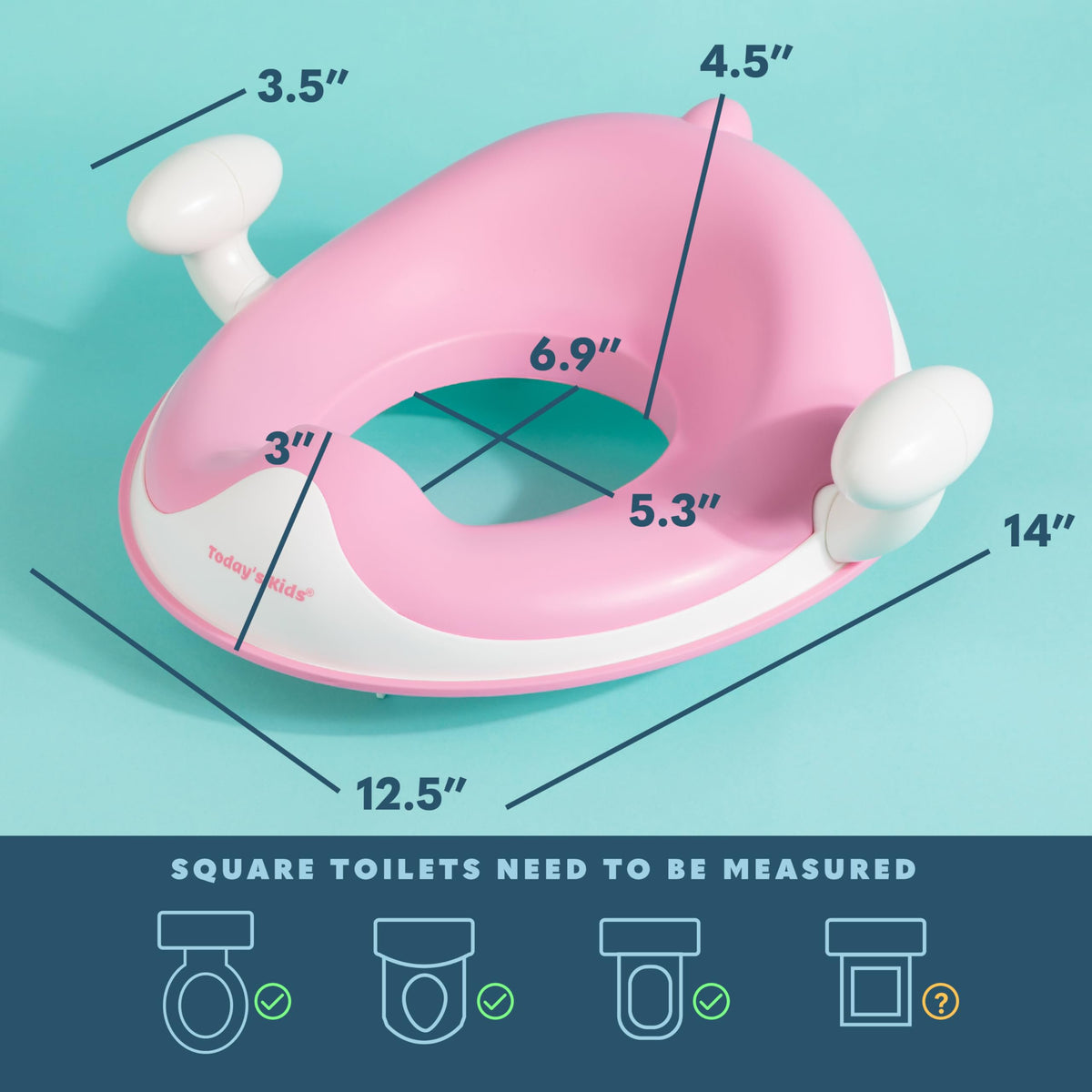 Todays Kids Anti-Slip Baby Training Toilet Seat for Toddlers - Comfortable & Soft Cushion, Secure Grip Handles - Splash Guard Design Potty Toddler Toilet Seat Attachment, Easy Storage Loop - Blue