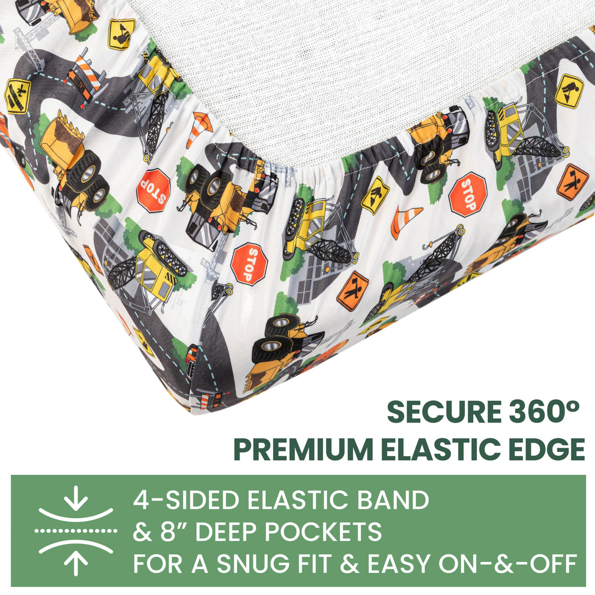 Today's Kids 1-Pack Monster Truck Fitted Baby Crib Sheet Boy - Soft & Breathable Printed Nursery Toddler Bed Sheets for Boys, Elastic Edge with Deep Pockets, Machine Washable, Fits 28" x 52" Mattress