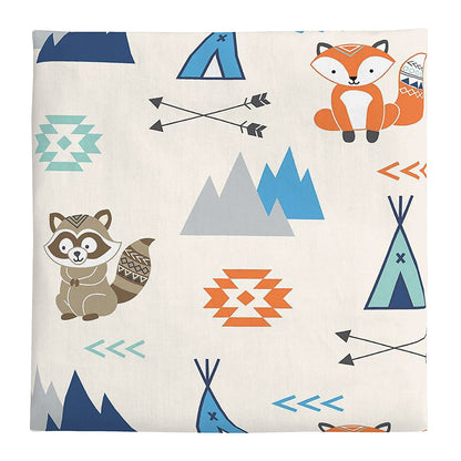 NoJo Aztec Mix & Match 100% Cotton Grey/Fox Fitted Crib Sheet, Navy, Orange, Aqua, Ivory