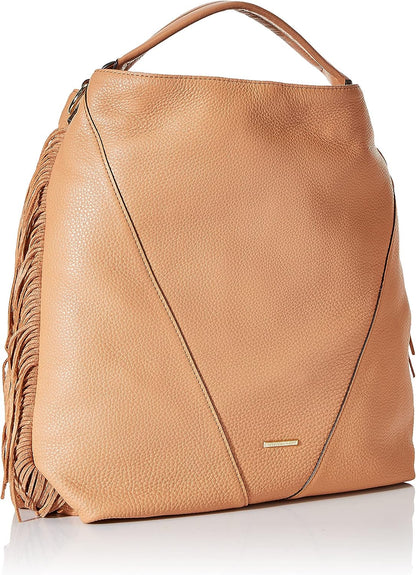 Rebecca Minkoff Fringe Moto Hobo Shoulder Bag, Butter Rum