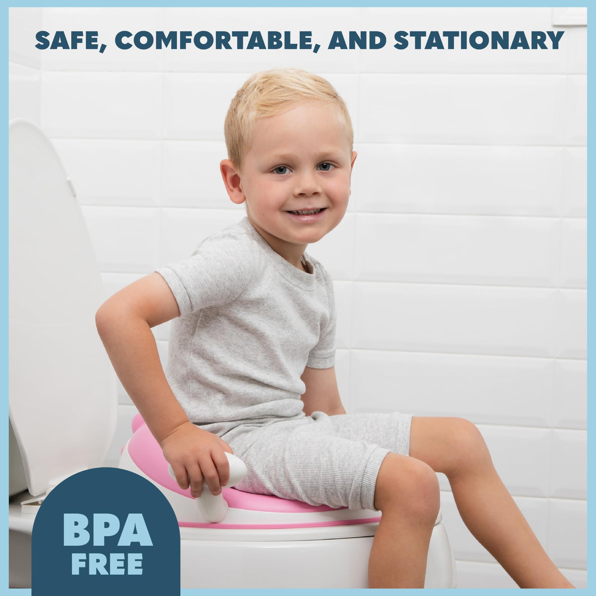 Todays Kids Anti-Slip Baby Training Toilet Seat for Toddlers - Comfortable & Soft Cushion, Secure Grip Handles - Splash Guard Design Potty Toddler Toilet Seat Attachment, Easy Storage Loop - Blue