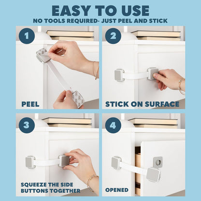 Todays Kids Child Safety Locks 4-Pack, Child Locks for Cabinets and Drawers