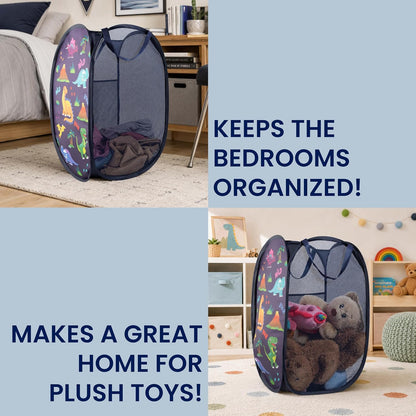 Todays Kids Collapsible Mesh Pop-Up Laundry Hamper - Foldable Laundry Basket with Breathable Mesh, Reinforced Handles and Side Pocket