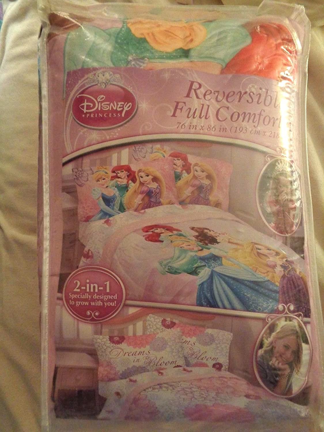 Disney Princess 2 in 1 Reversible FULL Comforter --76in x 86in
