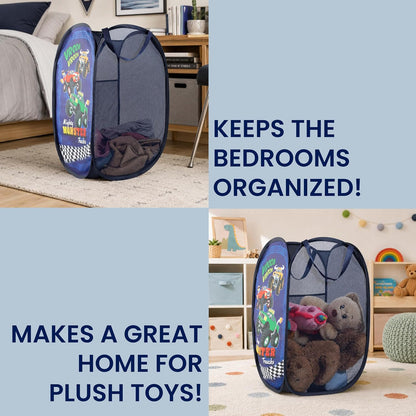 Todays Kids Collapsible Mesh Pop-Up Laundry Hamper - Foldable Laundry Basket with Breathable Mesh, Reinforced Handles and Side Pocket