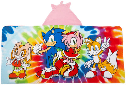 Franco Kids Sonic Amy Girls Bath Hooded Towel, Cotton 24" x 50"