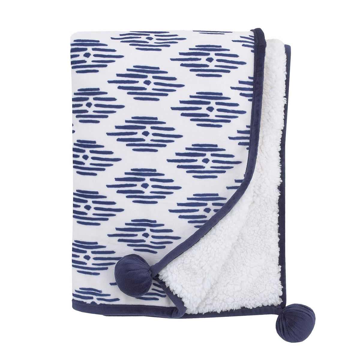 NoJo Indigo Hues Blue and White Elephant 4 Piece Nursery Crib Bedding Set