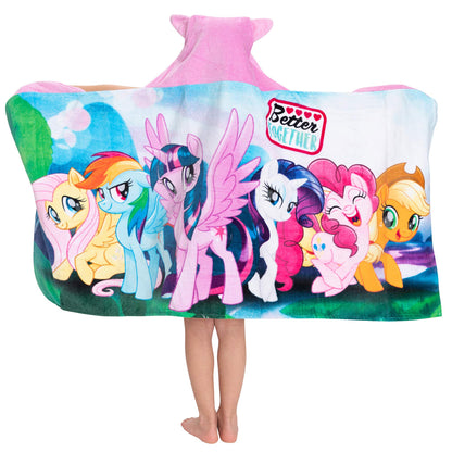 My Little Pony Bath/Pool/Beach Soft Cotton Terry Hooded Towel Wrap, 24 in x 50 in