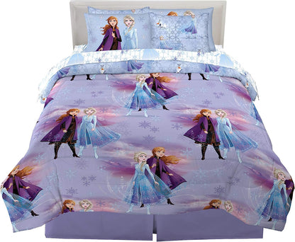 Disney Frozen 2 Kids Bedding 7 Piece Full Comforter and Sheet Set with Shams, Full Size
