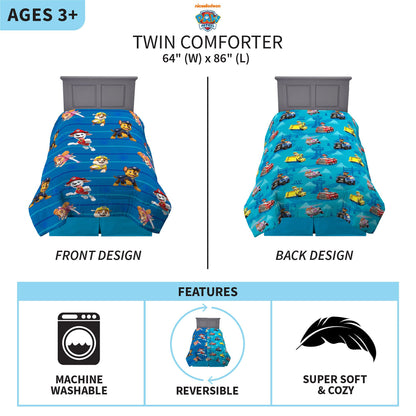 Franco Kids Paw Patrol Twin Size Comforter, (Official) Nickelodeon Product