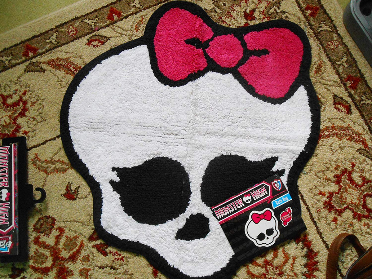 Mattel Monster High White Skull Throw Rug 22x24 Cotton Pile Skid Resist Bath Mat