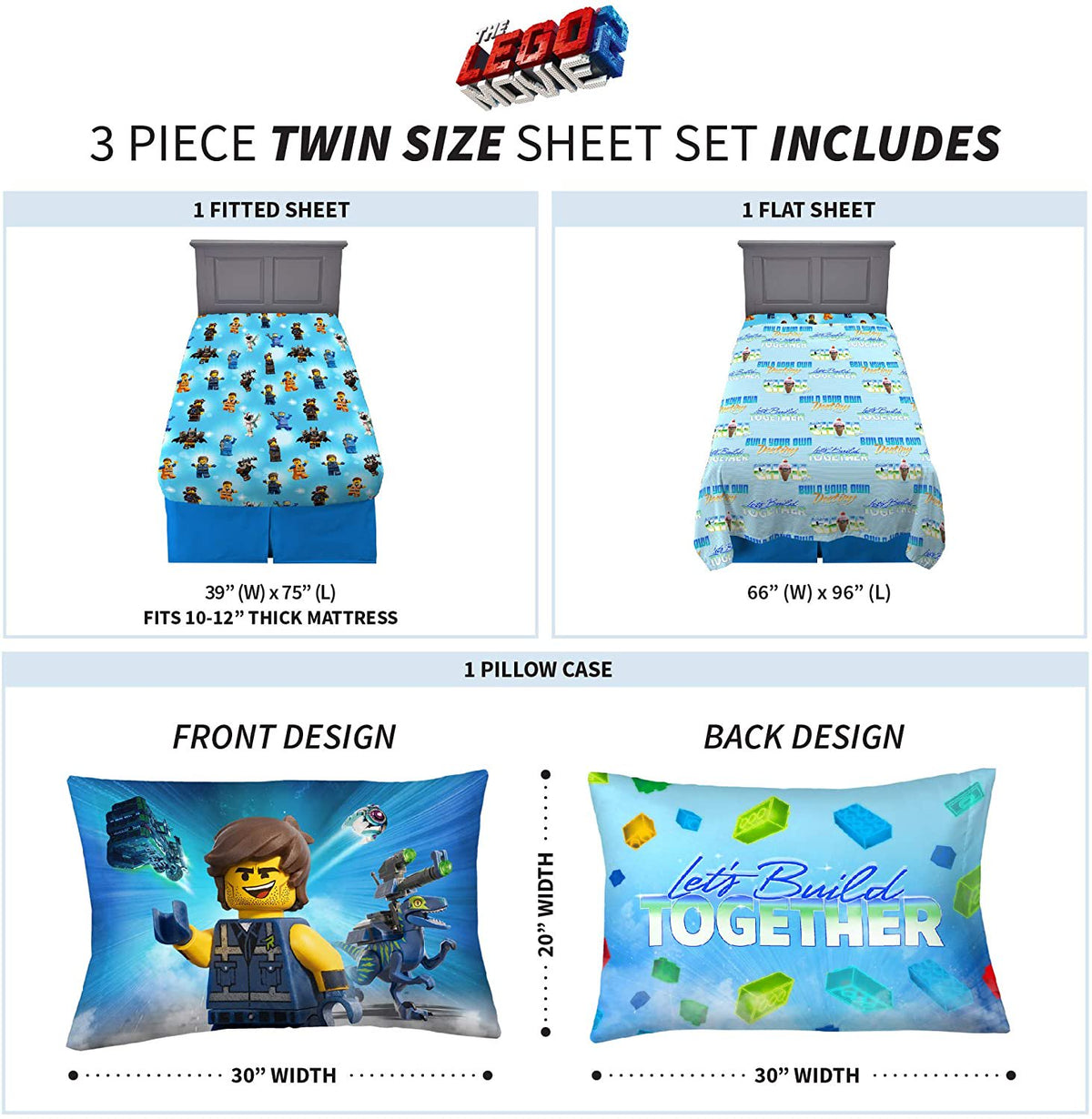 Franco Kids Bedding Lego Movie 2 Super Soft Twin Sheet Set