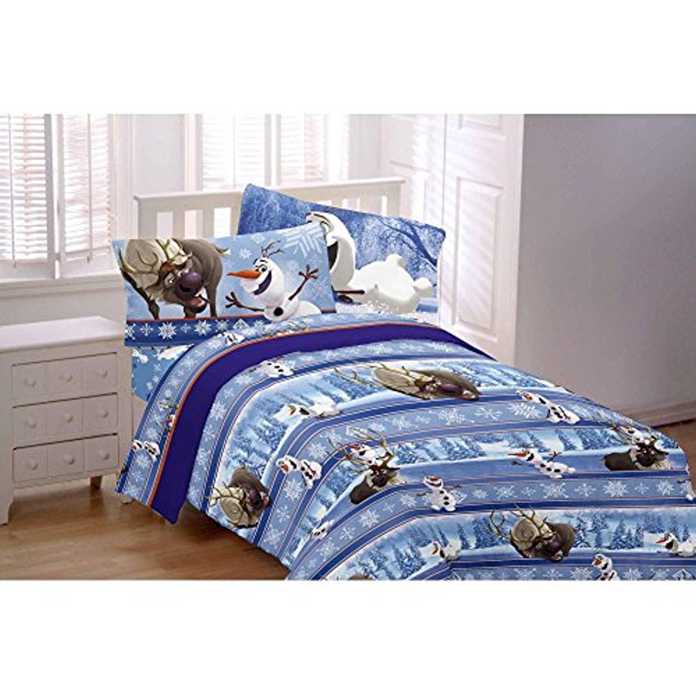 Disney Frozen Olaf Flannel Sheet Set Twin (Frosty Pals Playing)