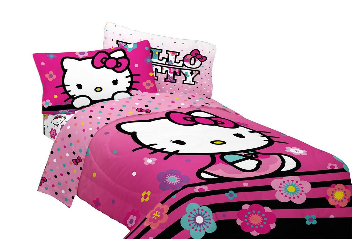 Hello Kitty 3 Pc Microfiber Floral Hombre Twin Sheet Set
