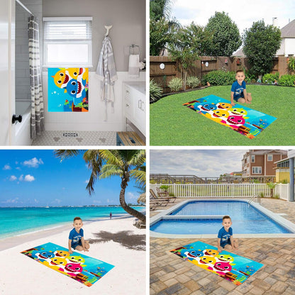 Franco Kids Baby Shark Cotton Bath/Pool/Beach Towel, 58 in x 28 in
