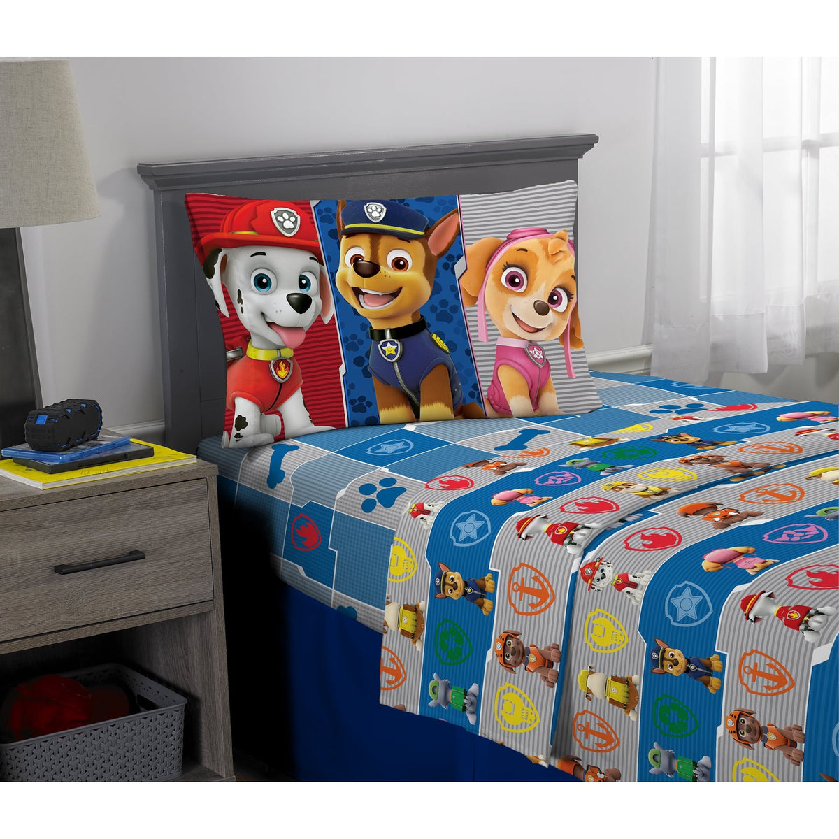 Franco Kids Paw Patrol Gangs All Here Twin Size Sheet Set
