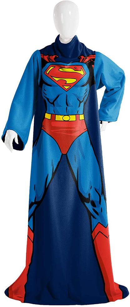 Action Superman Comfy Throw Blanket with Sleeves, Adult-48 x 71 Inches