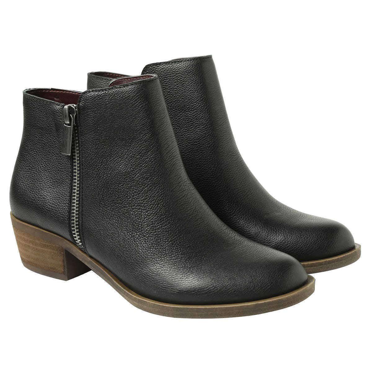 kensie Women's Black Leather Ghita Short Ankle Boots