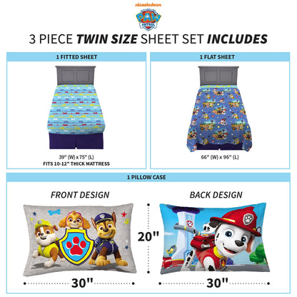 Franco Kids Bedding Paw Patrol Twin Size Sheet Set