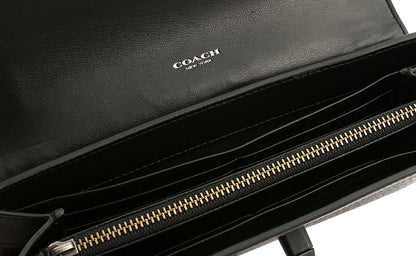Coach Pebble Leather Swagger Wallet in Black