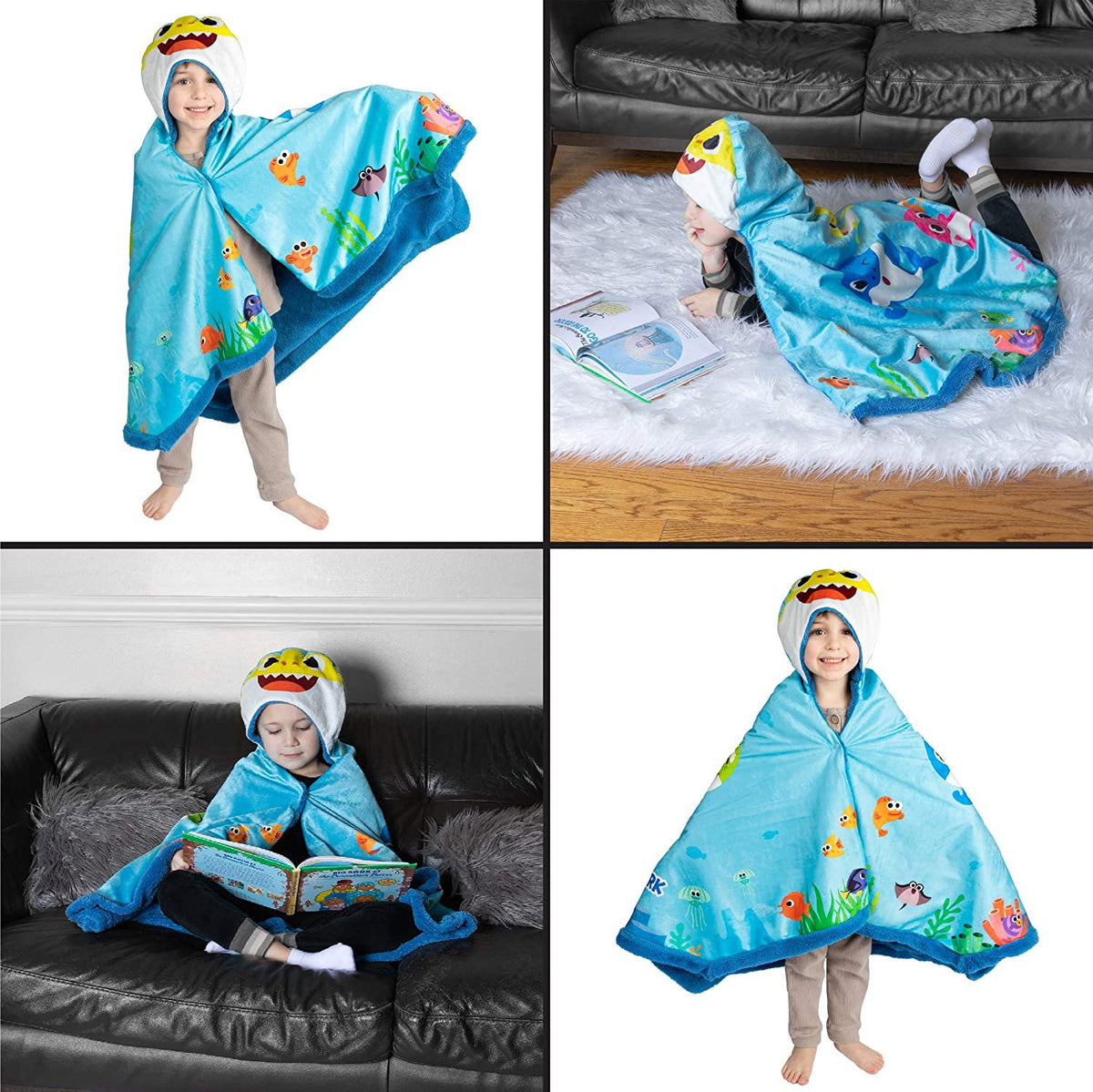 Baby Shark Kids Snuggle Wrap Wearable Blanket, 31 in x 55 in