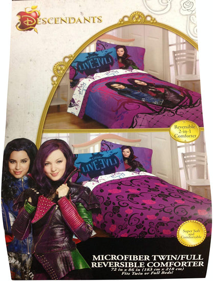 Disney Descendants Bad Vs Good 5 Piece Complete Bedding Set with Twin/full Size Reversible Comforter, Full Size Sheets and Pillowcases