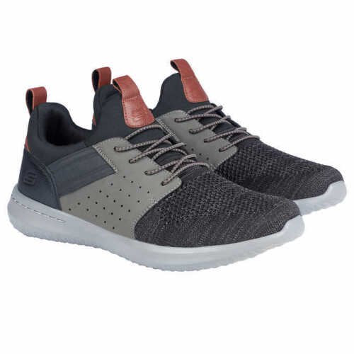 SKECHERS Men's Delson 3.0 Athletic Shoe (Black/Grey, 10 REG) New NWB