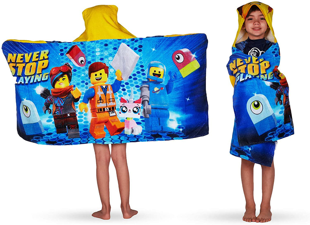 Lego Movie 2 Cotton Hooded Towel Wrap, 24” x 50”