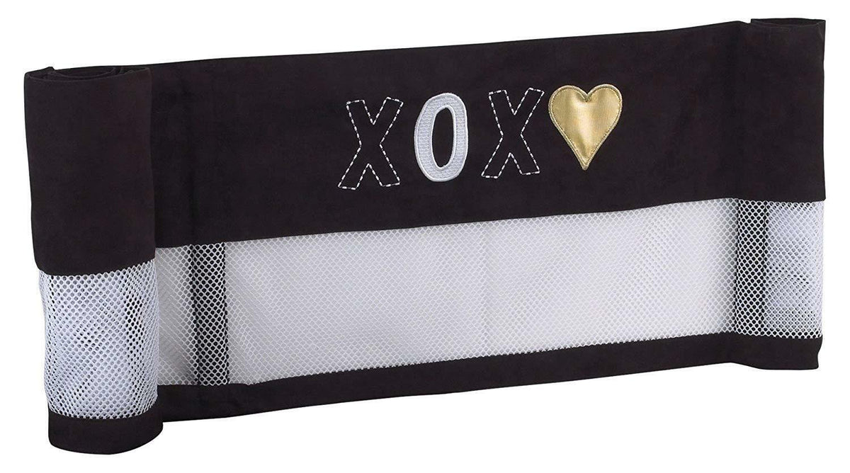 NoJo NoJo - XOXO -Secure-Me Crib Liner, Black, White, Gold