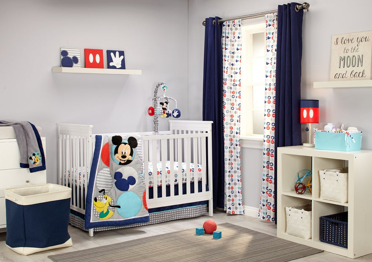 Disney Baby Mickey Mouse Best Buddies 4 Piece Nursery Crib Bedding Set, Multi