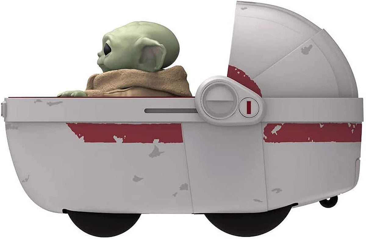 Mandalorian [2021 Upgrade] Star Wars Mandalorian & Grogu Baby Yoda Movie - 9In RC Car with Remote Controller - 2.4 GHz Radio Control (Grogu - Hover Pram), 153900, 9 inches long