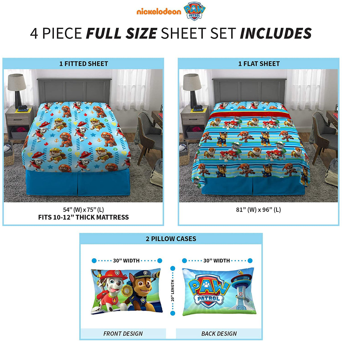 Nickelodeon PAW Patrol Puppy Hero Full Size Sheet Set