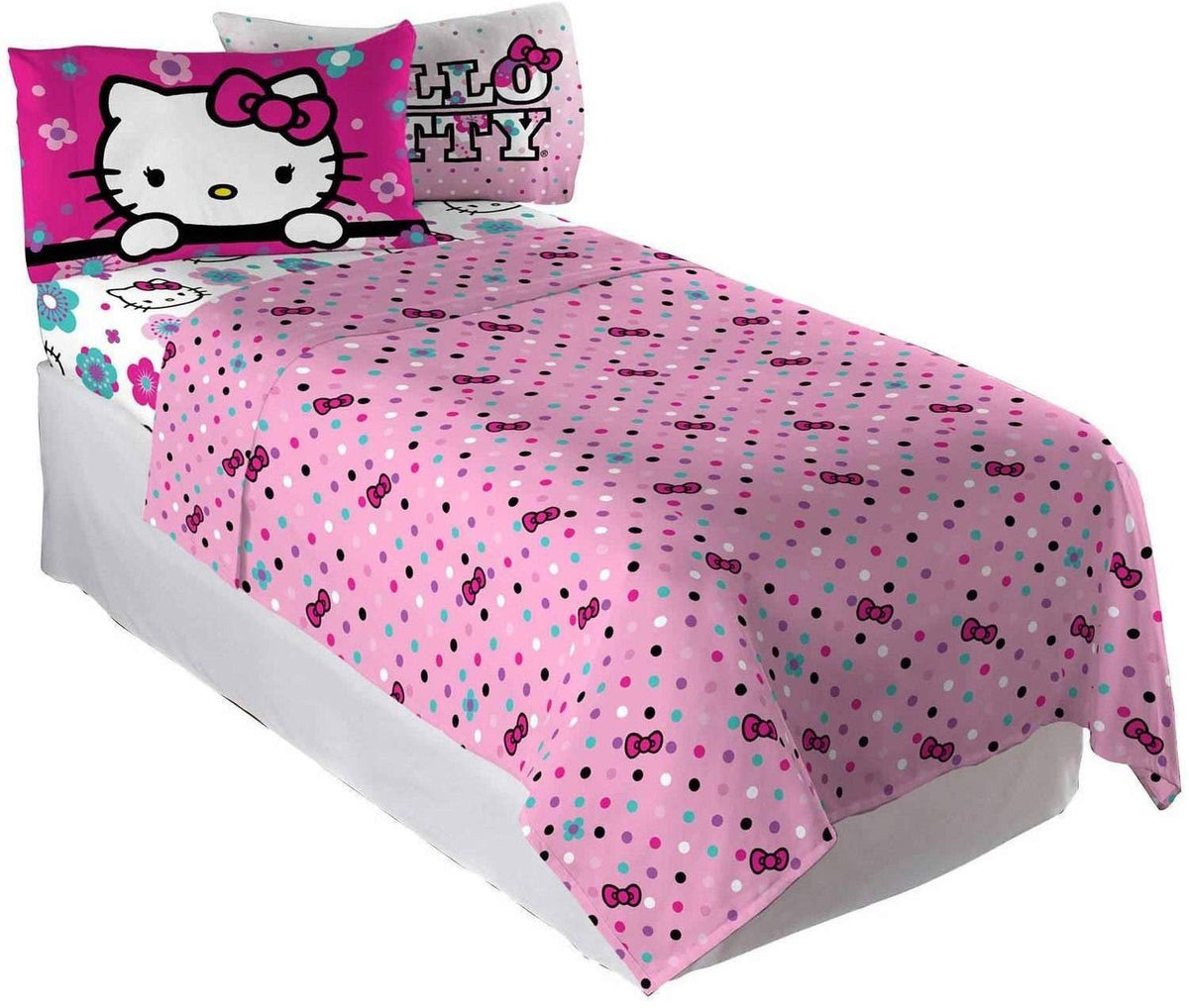 Hello Kitty Floral Ombre Full Size Sheet Set