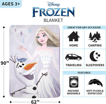 Disney Frozen 2 Plush Micro Raschel Blanket, 62 in x 90 in